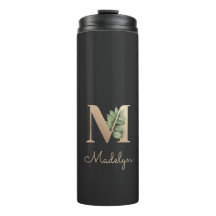 Elegant Botanical Monogram Gold Letter M 