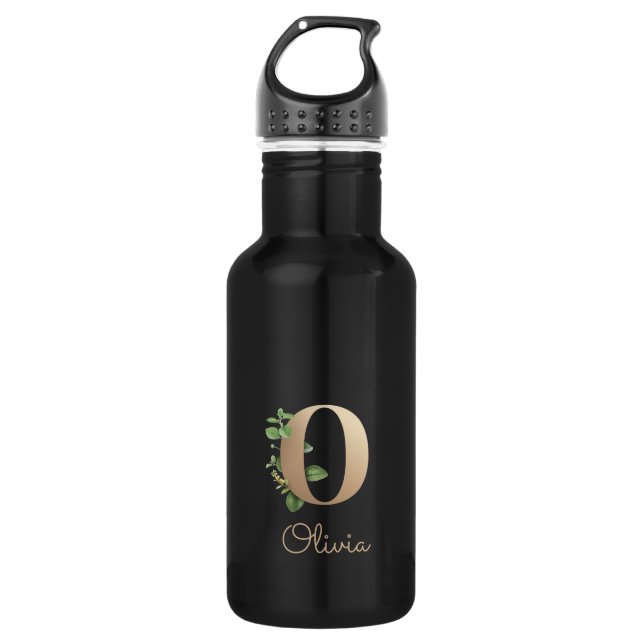 Elegant Botanical Monogram Gold Letter O  532 Ml Water Bottle (Front)