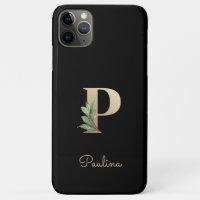 Elegant Botanical Monogram Gold Letter P