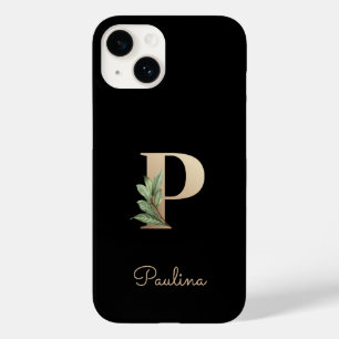 Elegant Botanical Monogram Gold Letter P Case-Mate iPhone 14 Case
