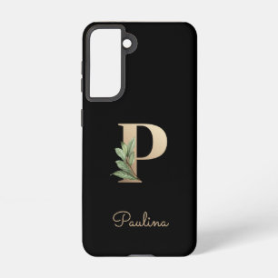 Elegant Botanical Monogram Gold Letter P Samsung Galaxy Case