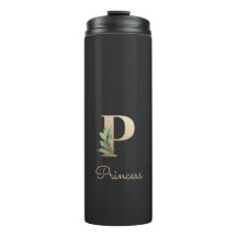 Elegant Botanical Monogram Gold Letter P 