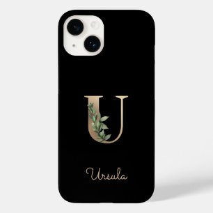 Elegant Botanical Monogram Gold Letter U Case-Mate iPhone 14 Case