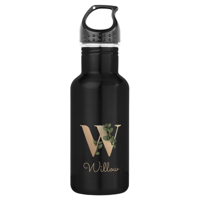 Elegant Botanical Monogram Gold Letter W  532 Ml Water Bottle (Front)