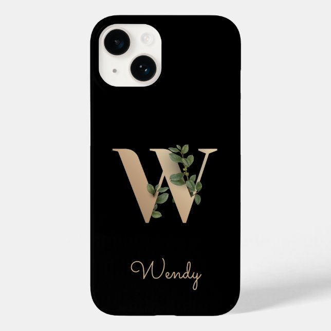 Elegant Botanical Monogram Gold Letter W Case-Mate iPhone Case (Back)