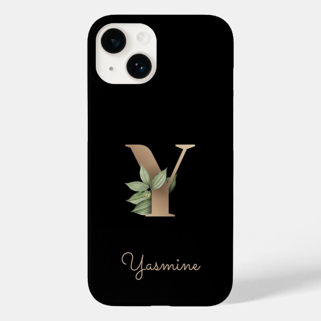 Elegant Botanical Monogram Gold Letter Y Case-Mate iPhone Case (Back)