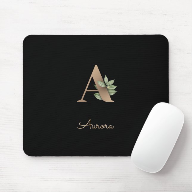 Elegant Botanical Monogram Letter A  Mouse Pad (With Mouse)