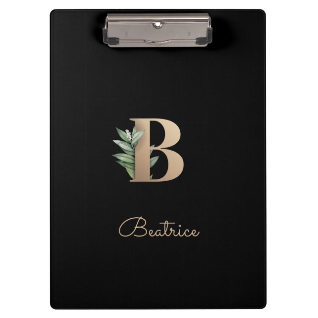 Elegant Botanical Monogram Letter B  Clipboard (Front)