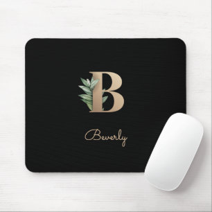 Elegant Botanical Monogram Letter B Mouse Pad