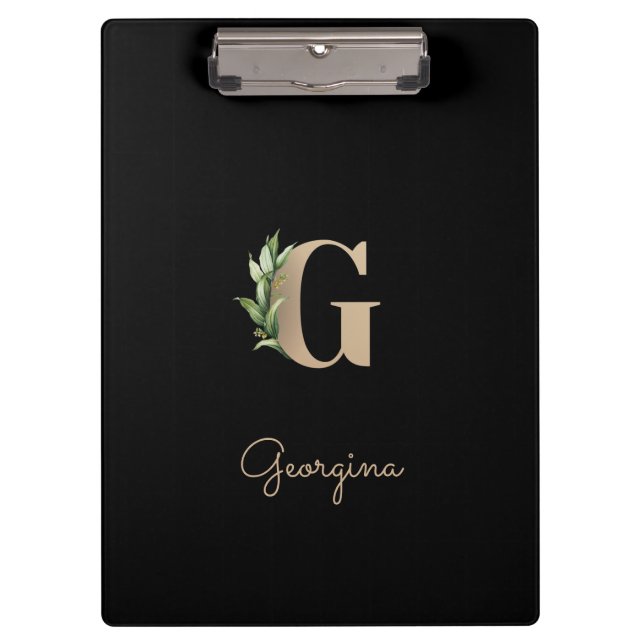 Elegant Botanical Monogram Letter G  Clipboard (Front)