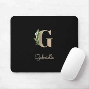 Elegant Botanical Monogram Letter G Mouse Pad