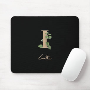 Elegant Botanical Monogram Letter I  Mouse Pad