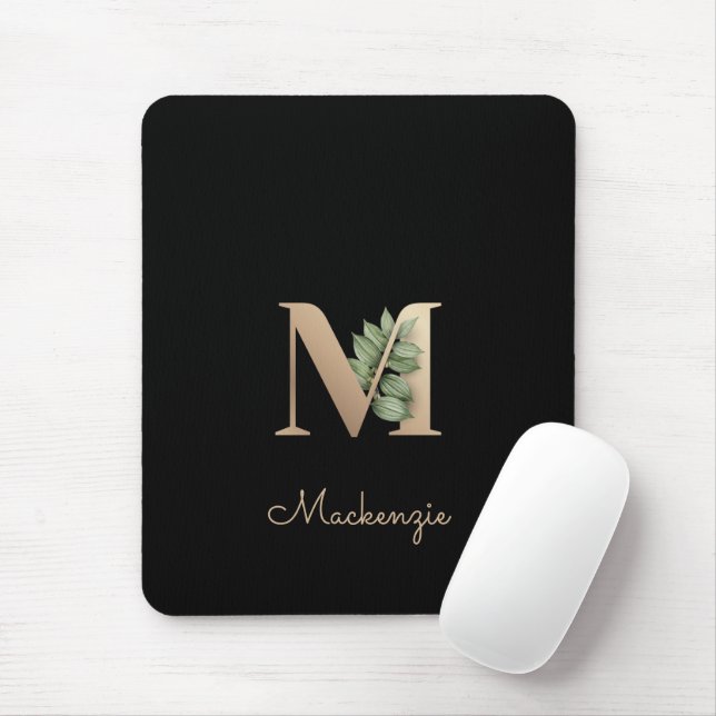 Elegant Botanical Monogram Letter M  Mouse Pad (With Mouse)