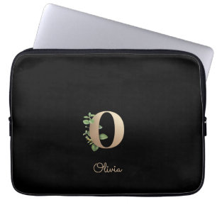 Elegant Botanical Monogram Letter O Laptop Sleeve