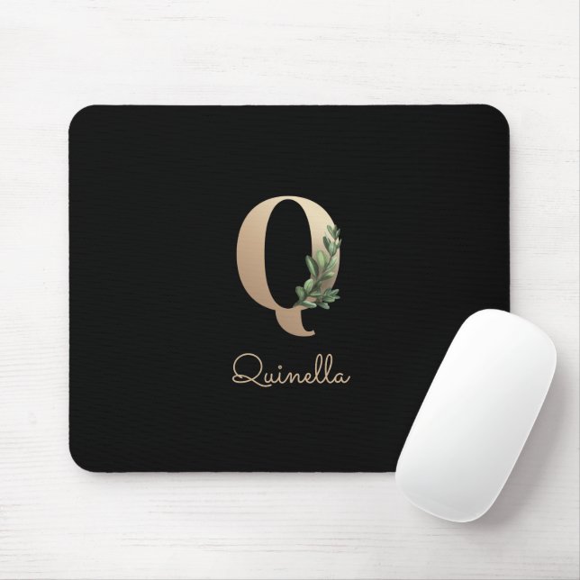 Elegant Botanical Monogram Letter Q  Mouse Pad (With Mouse)