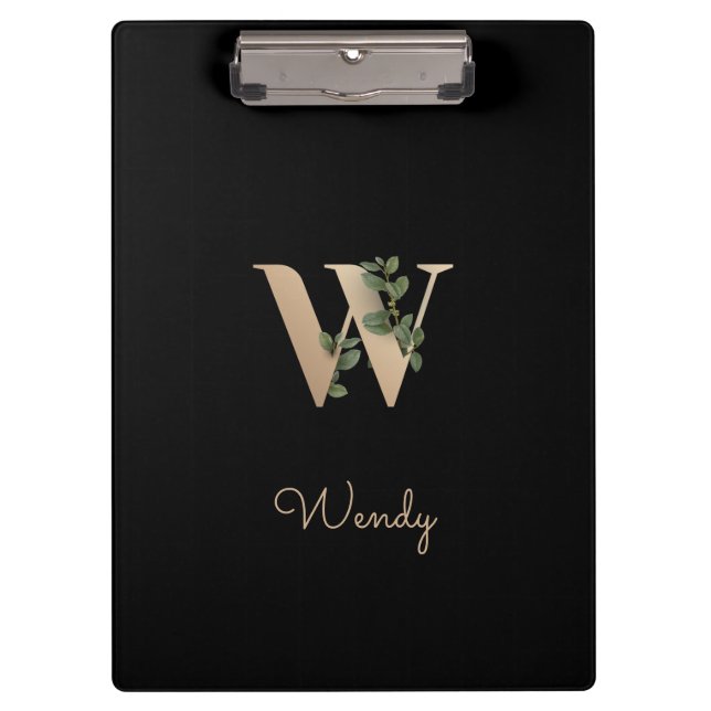 Elegant Botanical Monogram Letter W  Clipboard (Front)