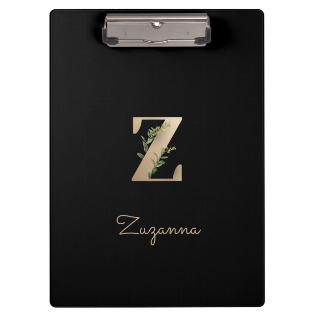 Elegant Botanical Monogram Letter Z  Clipboard (Front)
