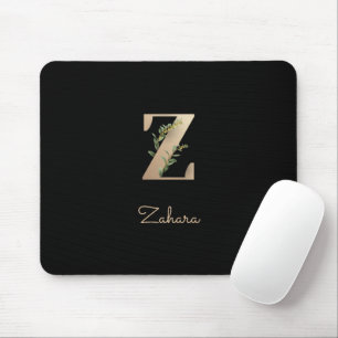 Elegant Botanical Monogram Letter Z  Mouse Pad