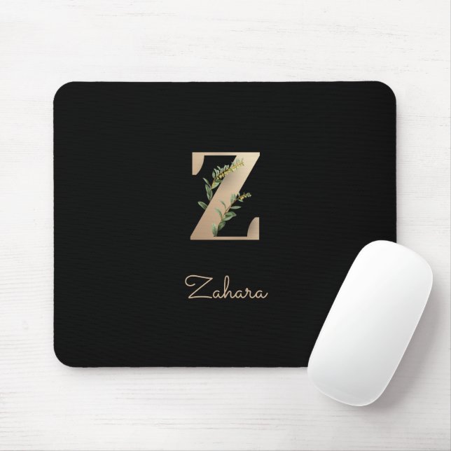 Elegant Botanical Monogram Letter Z  Mouse Pad (With Mouse)