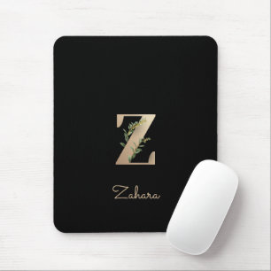 Elegant Botanical Monogram Letter Z  Mouse Pad
