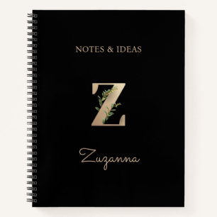 Elegant Botanical Monogram Letter Z  Notebook