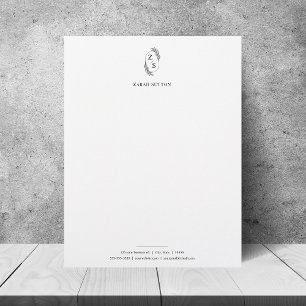 Elegant Botanical Monogram Minimalist Letterhead