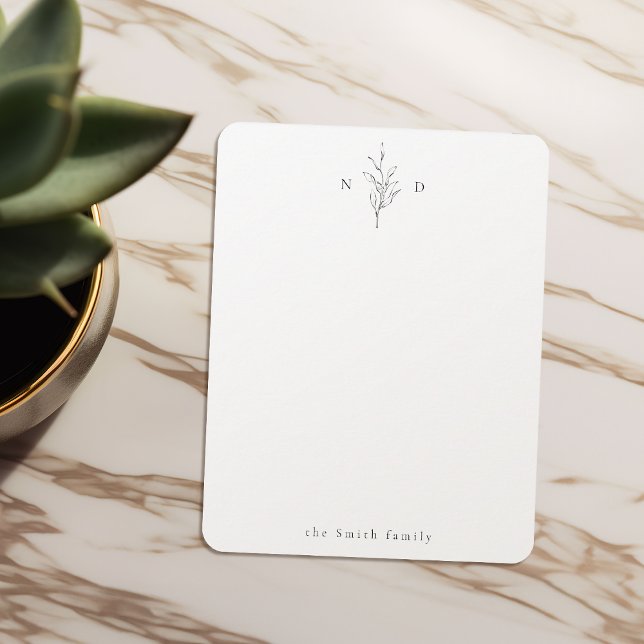 Elegant botanical monogram personalised Stationery Card (Elegant botanical monogram personalized Stationery Note Card)