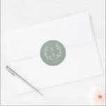 Elegant Botanical Monogram Wreath Wedding Classic Round Sticker<br><div class="desc">Elegant sage green botanical monogram wreath wedding sticker.</div>