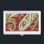 Elegant Botanical Motif with Tan Foliage Business Card Holder<br><div class="desc">An Ethan Harper original that features tan foliage on a red background. This elegant botanical motif would be a great gift for anyone who enjoys bold colours!</div>