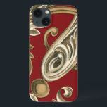 Elegant Botanical Motif with Tan Foliage iPhone 13 Case<br><div class="desc">An Ethan Harper original that features tan foliage on a red background. This elegant botanical motif would be a great gift for anyone who enjoys bold colours!</div>
