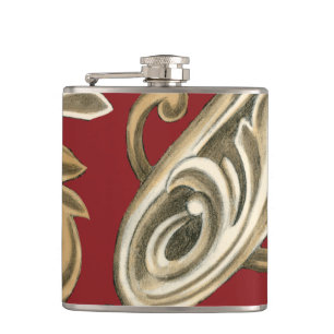 Elegant Botanical Motif with Tan Foliage Hip Flask