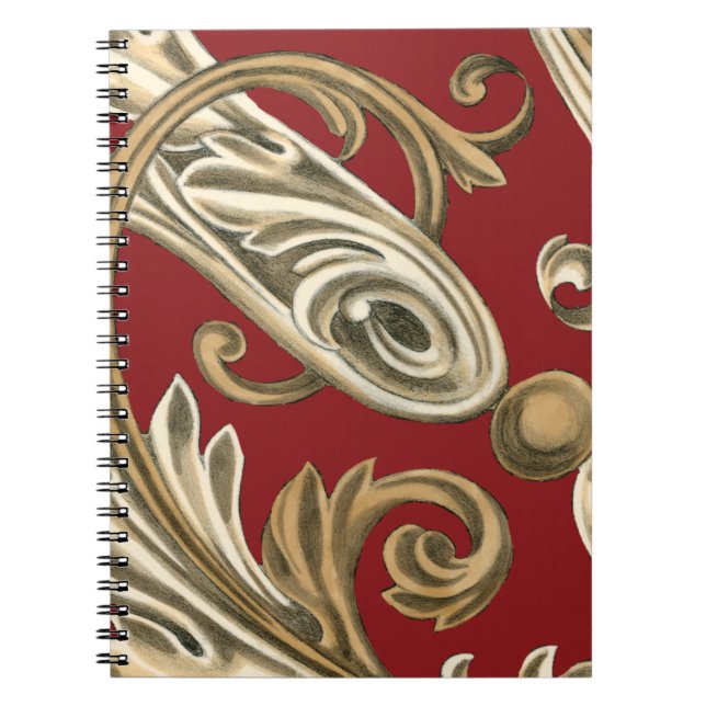 Elegant Botanical Motif with Tan Foliage Notebook (Front)