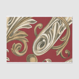 Elegant Botanical Motif with Tan Foliage Tissue Paper