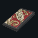 Elegant Botanical Motif with Tan Foliage Tri-fold Wallet<br><div class="desc">An Ethan Harper original that features tan foliage on a red background. This elegant botanical motif would be a great gift for anyone who enjoys bold colours!</div>