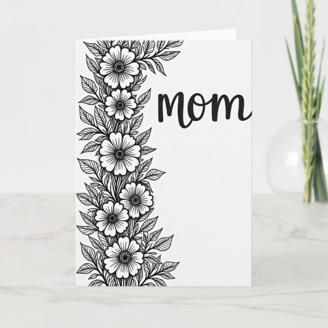Elegant Botanical Mum Card (Front)