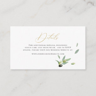 Elegant Botanical Olive Branch Details Enclosure Card