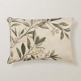 Elegant Botanical Olive Branch Throw Pillow