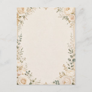 Elegant Botanical on Vintage Handmade Paper Postcard