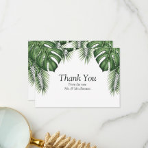 Elegant Botanical Palm Frond Mr and Mrs Thank You