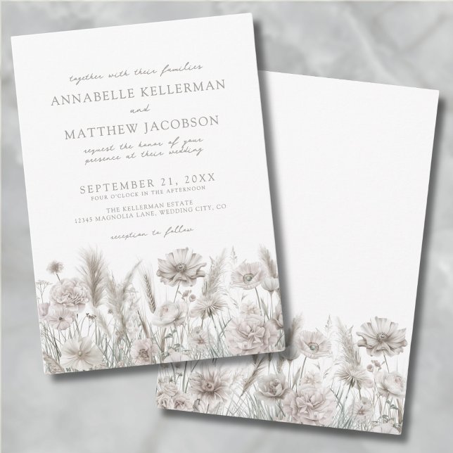Elegant Botanical Pampas Floral Boho Wedding Invitation (Elegant Botanical Pampas Floral Boho Wedding Invitation)