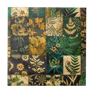 ✨Elegant Botanical Patchwork Floral Pattern Design Ceramic Tile