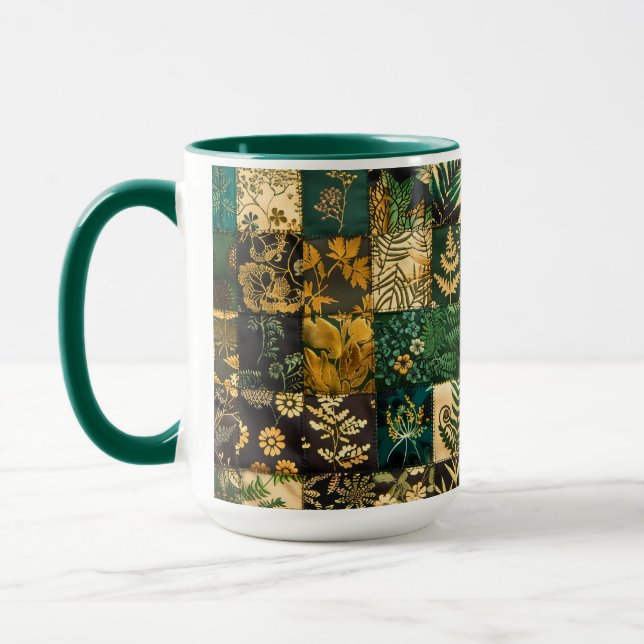 ✨Elegant Botanical Patchwork Floral Pattern Design Mug (Left)