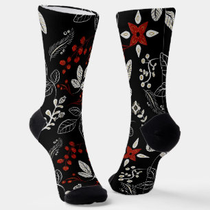 Elegant botanical pattern socks