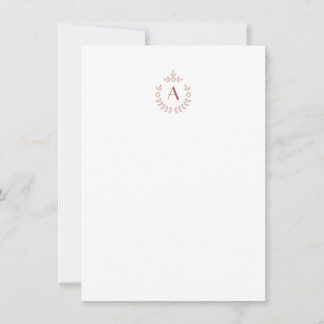 Elegant Botanical Pendant Crest Initial Monogram Card