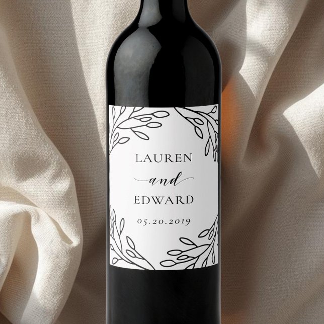 Elegant Botanical Personalised Wedding Wine Label (Creator Uploaded)