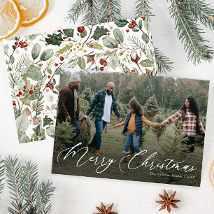 Elegant Botanical Photo Christmas Holiday Card