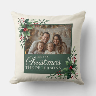 Elegant Botanical Photo Christmas Pillow