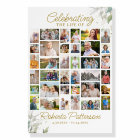 Elegant Botanical Photo Collage Funeral Welcome 