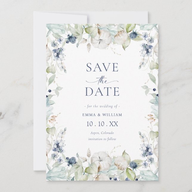 Elegant Botanical Photo Save The Date (Front)