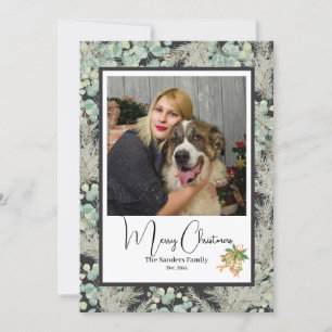 Elegant Botanical photo vintage Christmas DGrey Holiday Card